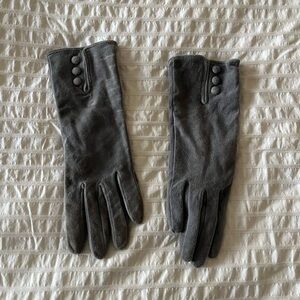 L.L. Bean Charcoal Suede Button Detail Gloves